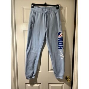 NBA Light Blue Fleece Jogger Sweatpants Mens Medium Graphic Logo Sportswear